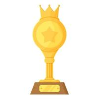 Golden trophy with crown isolated on white background in flat style