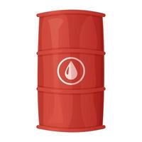 Ilustración de vector de stock de concepto de tanque químico de combustible de industria de polición de gasolina de barril de petróleo de acero rojo en estilo realista de dibujos animados aislado en blanco