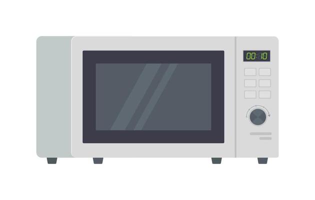 White metallic microwave oven clipart  Cooking equipment  electrical appliances  kitchen technology  food warming concept  Stock vector illustration Isolated on white background in flat cartoon style