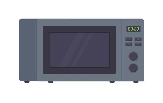 Gray metallic microwave oven clipart  Cooking equipment  electrical appliances  kitchen technology  food warming concept  Stock vector illustration Isolated on white background in flat cartoon style
