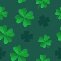 El patrón sin costuras de trébol verde del día de San Patricio se puede utilizar como ilustración de vector de stock de textura de tela en estilo de dibujos animados realista