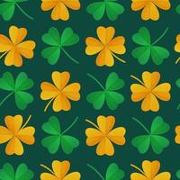 Saint Patrick Day green and gold clover seamless pattern  Can be used as fabric texture  Stock vector illustration in realistic cartoon style