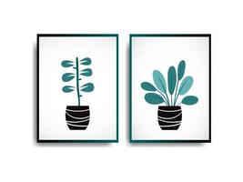 A set of 2 modern Nordic style arts minimalist floral designs vector