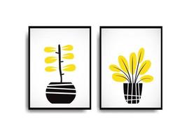 A set of 2 modern minimalist art floral design styles vector