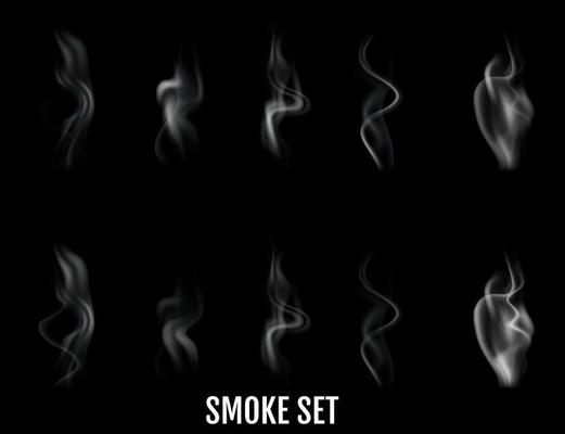 Realistic cigarette smoke waves Vector