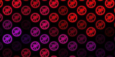 patrón de vector rosa oscuro, rojo con elementos de coronavirus.