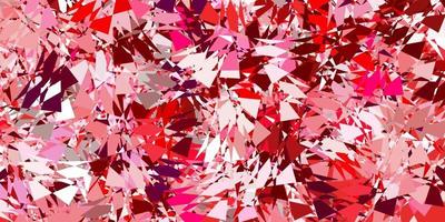 Telón de fondo de vector rosa claro, rojo con triángulos, líneas.