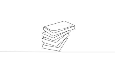 Ilustración de vector de una línea continua de libro