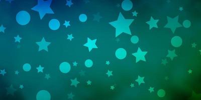 Light Blue, Green vector backdrop with circles, stars.