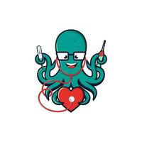 Octopus Doctor Mascot Chracter Design vector