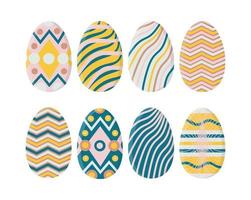 Set of colorful flat Easter eggs with different texture vector