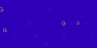 Light Purple vector pattern with colorful hearts.