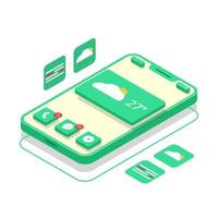 isometric phone with buttons applications vector