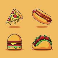 conjunto de ilustración de icono de vector de comida rápida