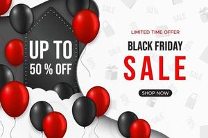 Black Friday sale background with balloons vector