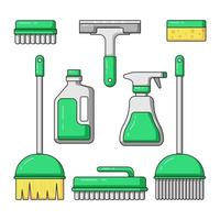 Surface cleaning equipment vector icon illustration set