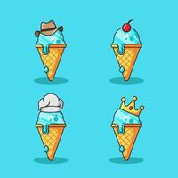 conjunto de ilustración de icono de vector de dibujos animados de helado