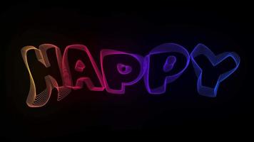 Happy Creative Typography Text Animation with Wavy Colorful Lines video