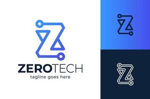 elemento de diseño de logotipo de tecnología inicial letra z vector