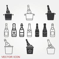 Champagne Icons Set vector