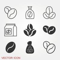 conjunto de iconos de granos de café vector