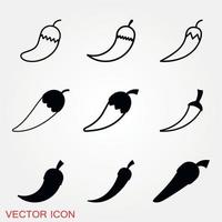 Chili Pepper Icons Set vector