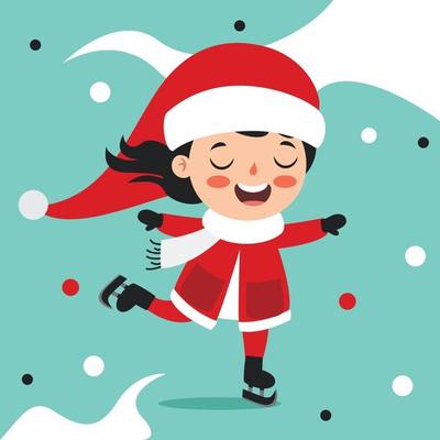 Christmas Greeting Card Design With Cartoon Character