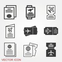 conjunto de iconos de documentos de viaje vector