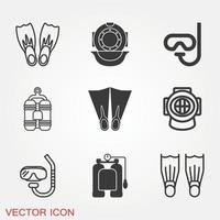 conjunto de iconos de buceo vector
