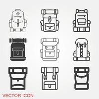 Backpack Icons Set vector