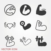 conjunto de iconos de músculo vector