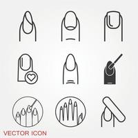 conjunto de iconos de uñas vector