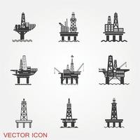 Oil Platform Icons Set vector