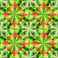 This is a polygonal green and red floral crystal kaleidoscope pattern vector