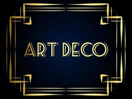 este es un marco art deco dorado sobre un fondo oscuro vector