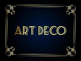 este es un marco art deco dorado sobre un fondo oscuro vector