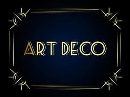 este es un marco art deco dorado sobre un fondo oscuro vector