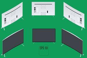 Isometric Curved computer monitor Curved TV vector