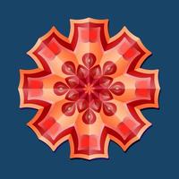 This is a red geometric polygonal mandala in the form of a star with an oriental floral pattern vector