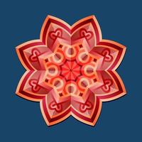 This is a red geometric polygonal mandala in the form of a star with an oriental floral pattern vector