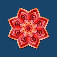 This is a red geometric polygonal mandala in the form of a star with an oriental floral pattern vector