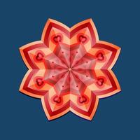 This is a red geometric polygonal mandala in the form of a star with an oriental floral pattern vector