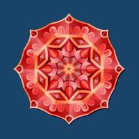 This is a red geometric polygonal mandala with an oriental floral pattern vector