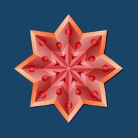 This is a red geometric polygonal mandala in the form of a star vector