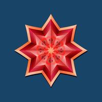 Este es un mandala poligonal geométrico rojo en forma de estrella. vector