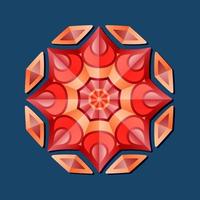 This is a red composite geometric polygonal mandala with an oriental floral pattern vector