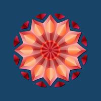 This is a red composite geometric polygonal mandala with an oriental floral pattern vector