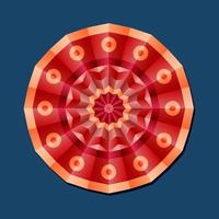 este es un mandala poligonal geométrico rojo con un patrón floral vector