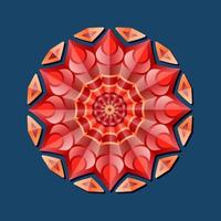 This is a red composite geometric polygonal mandala with an oriental floral pattern vector
