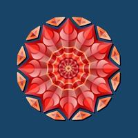 This is a red composite geometric polygonal mandala with an oriental floral pattern vector